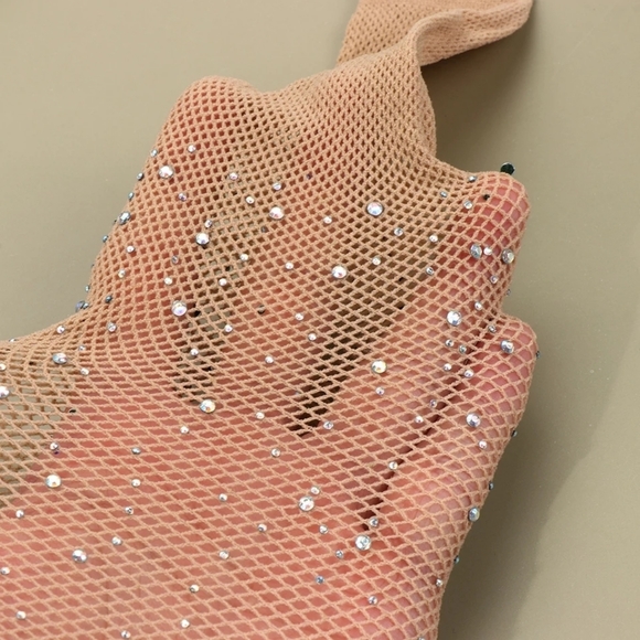 Coffee Fishnet Pantyhose full of rhinestones - Picture 14 of 14